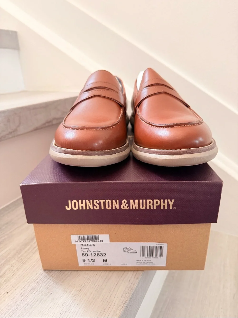 Johnston & Murphy Tan Leather Penny Loafers